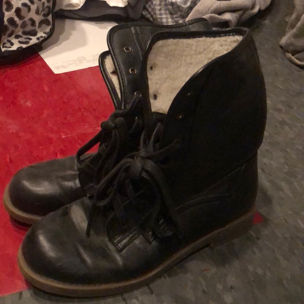 Black combat boots
